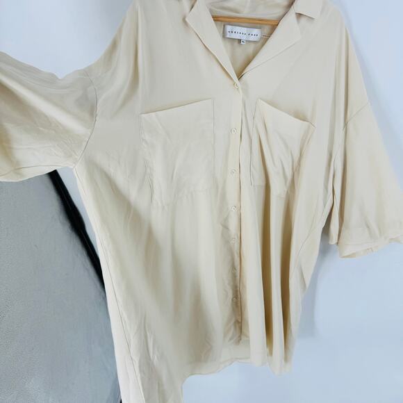 Anthropologie Endless Shirt Dress Cream Beige Button Front Size XL (No Belt) - Picture 4 of 9